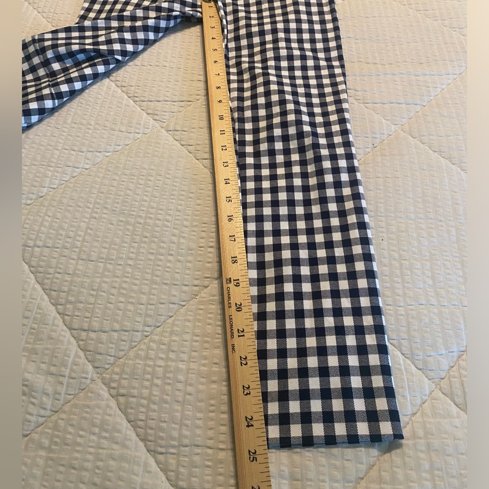 J. Crew Factory Navy Gingham Winnie Ankle Cotton Stretch Preppy Pants Size 0 - Picture 9 of 15